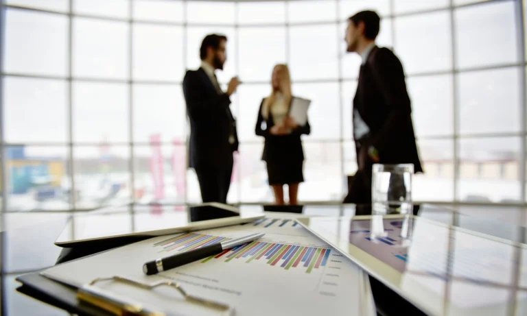 Close-up of financial documents on the table